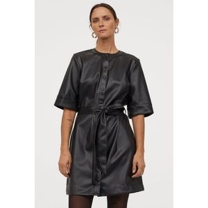 H&M Faux Leather Black Dress